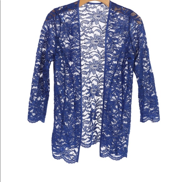 Cleo’s Dusty Rose Long Sleeve Lace Jacket Shell - Picture 3 of 4